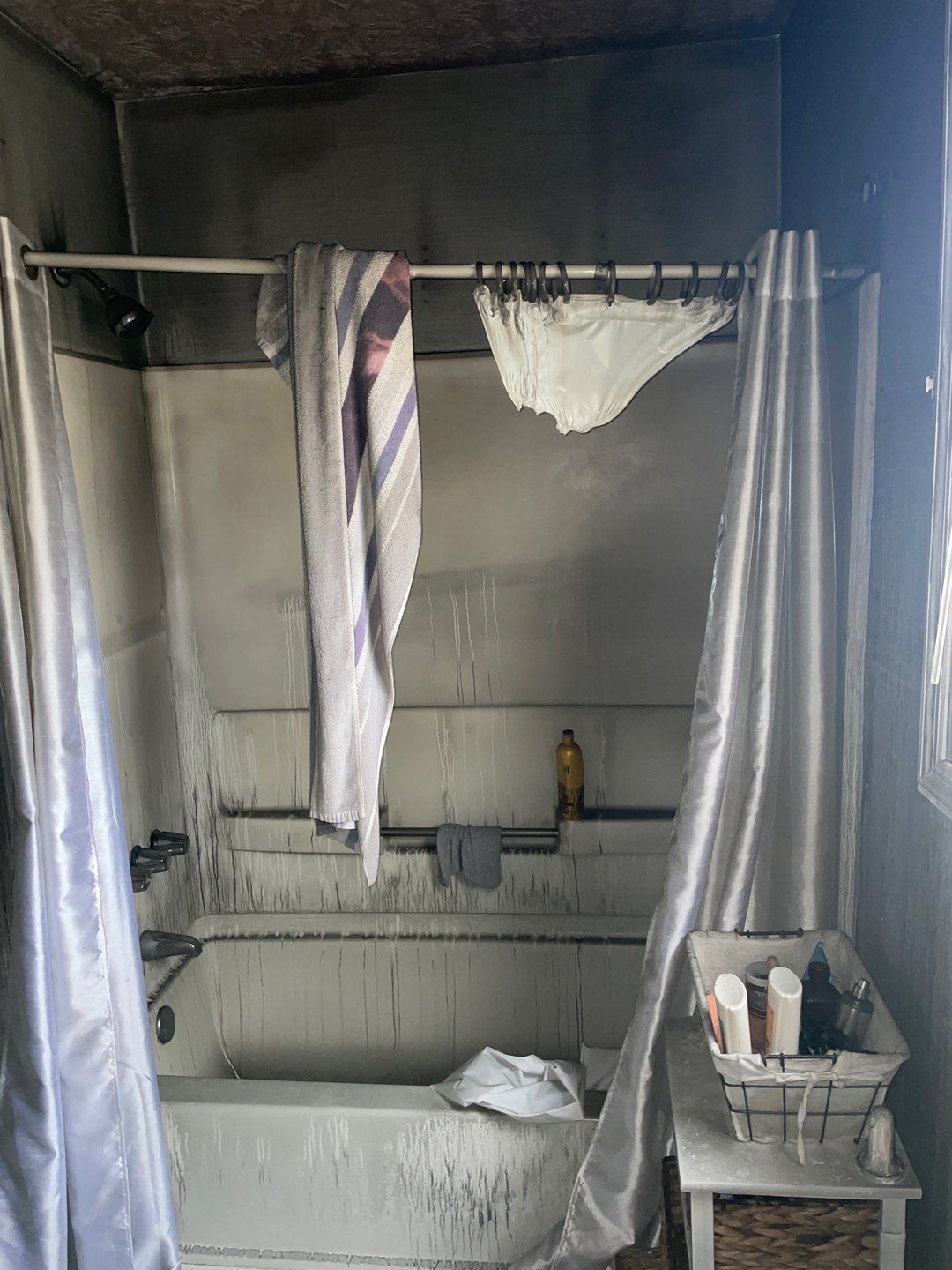 fire damage in bathroom